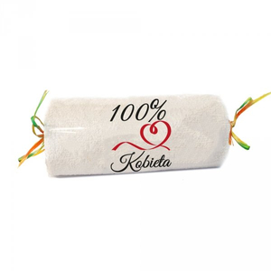 Ręcznik ecru cukierek z haftem "100% Kobieta"