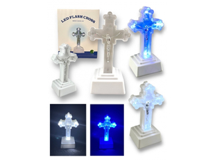 krzyż LED 18x9,5cm świecący WHITE/BLUE | 3850
