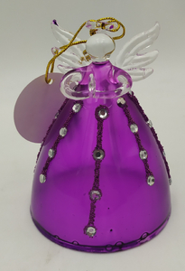Aniołek szklany fioletowy 12cm