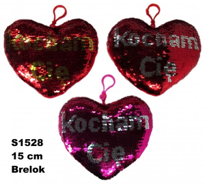 serce z cekinami, mix wzorów KOCHAM CIĘ    S1528