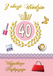 karnet urodzinowy "40" korona  
