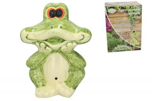figura ogrodowa żaba, czujnik ruchu 19x15x24cm ceramika