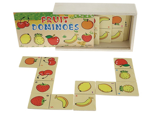 domino drewniane owoce