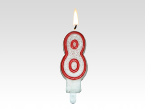 Świeczka urodzinowa ''8'' czerwona z brokatem 62-08