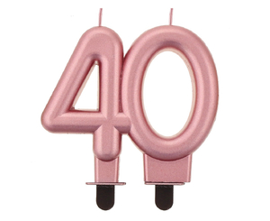 świeczka liczba 40 urodziny metalik różowo-złota 8cm
