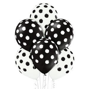 balony  KROPKI biało-czarne  6szt. | BN06-586