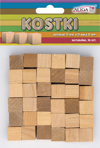 kostki drewniane 1,5x1,5cm naturalne 36szt. | PK-0493