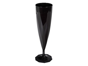 Kieliszki plastikowe do szampana PS 13,5cl ( Ø 50 x 178 ) czarne 10 szt.   33-75