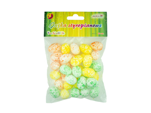 jajka styropianowe kolorowe nakrapiane, wys. 2,5 cm 36 szt. | WPJ-7484