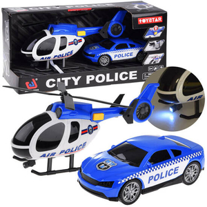 zestaw pojazdów policyjnych auto helikopter dźwięk światło ZA4626