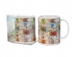 kubek ceramiczny w opakowaniu  banknoty