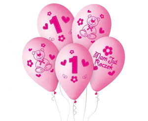 Balony Premium "Moje 1 urodziny różowe 30 cm    / 5 szt.     GB-MU1G