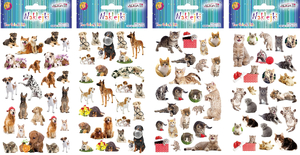 naklejki psy / koty mix wzorów  9,5x16,5cm  12 blistrów  | NK-5725 