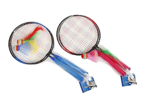 Badminton - rakietki 44x22cm z lotką oraz z piłeczką z piórkami