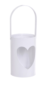 świecznik/lampion  biały 10x14cm SERCE |  LAT-18264C