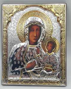 obraz ikona ryngraf silver 23 x 18 cm Matka Boska Częstochowska