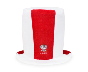 kapelusz cylinder Kibica - biało czerwony POLSKA