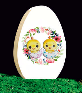 jajko drewniane wycinane z nadrukiem 16 x 11 cm