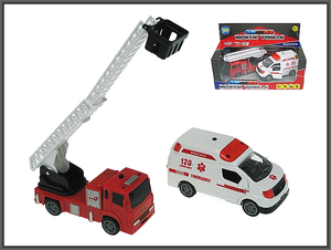 zest.aut straż pożarna+ambulans na baterie w pudełku