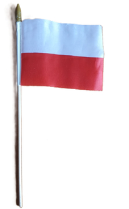 Chorągiewka / flaga biało-czerwona Polska 10 szt.  23 x 16 cm patyk 32cm 