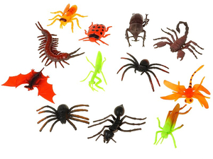 zestaw 12 zwierząt, pająki, owady, nietoperze