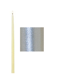 świeca stożkowa metalizowana 10szt.  SREBRNA  240/22mm 