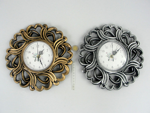 zegar ścienny barok  złoty, srebrny 26cm