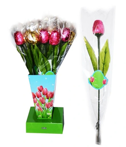 Kwiat Czekoladowy Tulipan w wazonie  16g x 18 szt