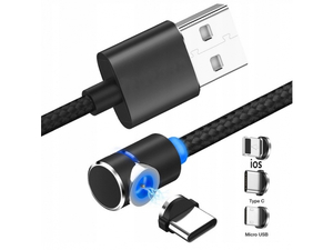  Kabel magnetyczny 3w1 ładowarka iphone micro USB C 