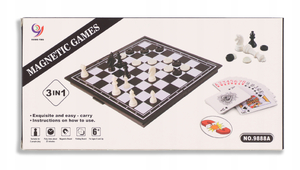 szachy magnetyczne+warcaby+karty 3w1