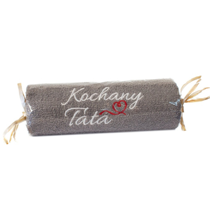 ręcznik szary cukierek z haftem "Kochany Tata" DIL-P-1RCUK-K.TATA