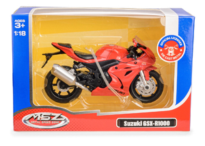 motocykl metalowy MSZ 1:18 Suzuki Gsx-R1000 czerwony