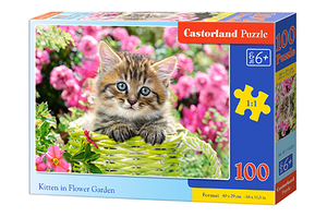 puzzle 100 el. Kotek w kwiatkach ogrodowych Castorland B-111039