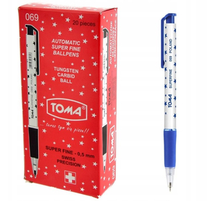 Długopis Toma w gwiazdki automatyczny niebieski 20 Sztuk  TO-069