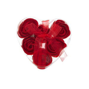 zestaw 6 mydełek w kształcie róży - pudełko serce