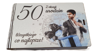 pudełko na pieniądze 16 x 9,5cm banknotówka na 50 urodziny kolor ELEGANT PAN 3302-EPN50
