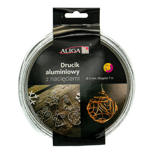 drucik aluminiowy  srebrny z nacięciami 2mm x 7m | DA-6839