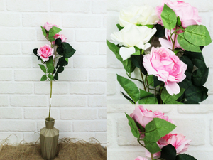 kwiat sztuczny róża rozwinięta 3 główki 65 cm mix kolor KTI-207