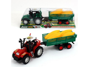 traktor z przyczepą z kukurydzą 2-kolory