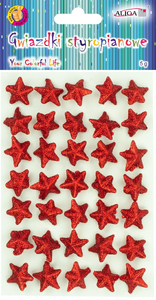 gwiazdki styropianowe brokatowe czerwone 2cm |  BGG-02