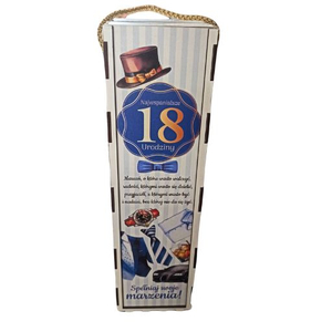 skrzynka pudełko 33,5 x 9,5cm na butelkę alkoholu 18 Urodziny PAN GADŻET 3311-PNG18