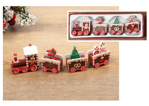 pociąg ciuchcia drewniana brązowa bożonarodzeniowa 22x7x3cm | PCD-102
