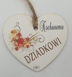 tabliczka drewniana serce 9 X 9 cm Kochanemu Dziadkowi  TVSB1312
