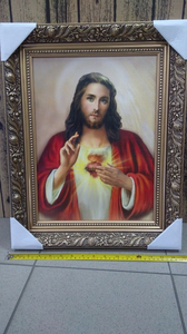 obraz w złotej ramie 30x40cm SERCE JEZUSA