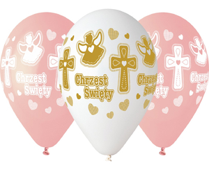 balony CHRZEST dziewczynki 33cm  5szt. | GS120/617BR