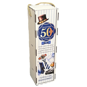 skrzynka pudełko 33,5 x 9,5cm na butelkę alkoholu 50 Urodziny PAN GADŻET 3311-PNG50