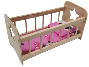 łóżeczko drewniane  dla lalek  małe 