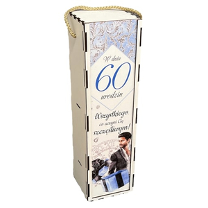 skrzynka pudełko 33,5 x 9,5cm na butelkę alkoholu 60 Urodziny ELEGANT PAN 3311-EPN60