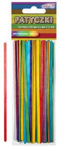 patyczki mix kolorów rozm.190x6x1,3mm,op.100szt. PK-0050