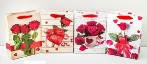 Torba papierowa 26 x 32 cm róże serce  12szt.   5069